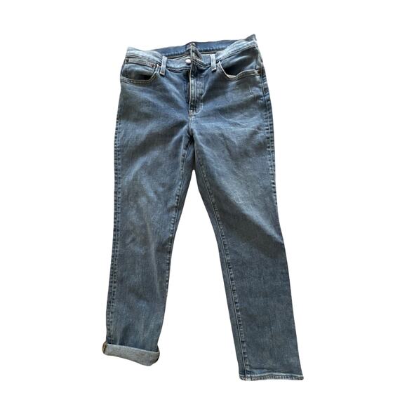 J. Crew Slim Boyfriend Mid-Rise Straight Jeans Medium Wash Denim Size 27 Stretch - Picture 1 of 12